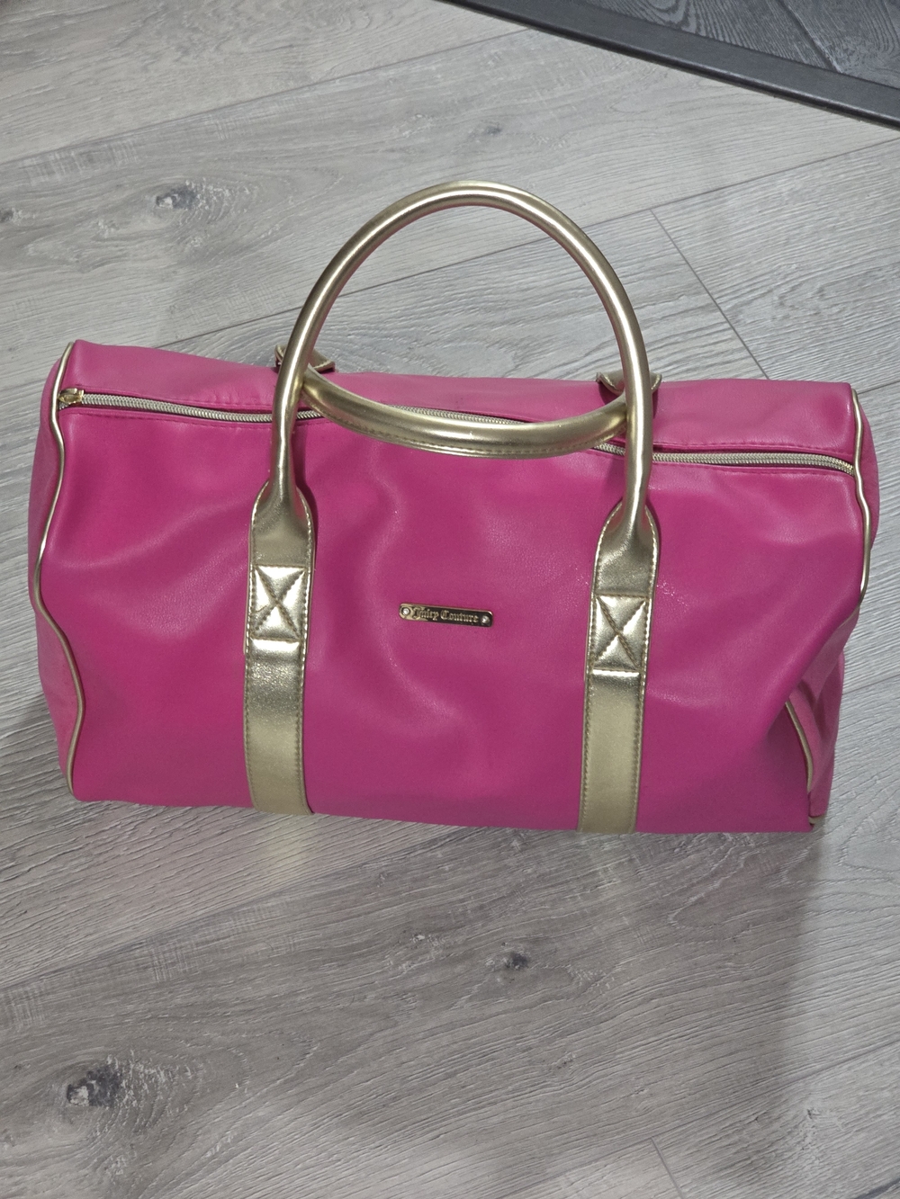 Juicy Couture Hot Pink Travel Weekender with Gold Accents